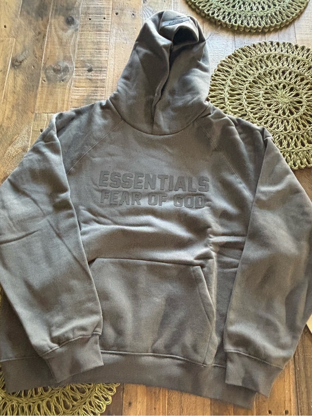 Fear of God Essentials Taupe Hoodie with Raised Logo